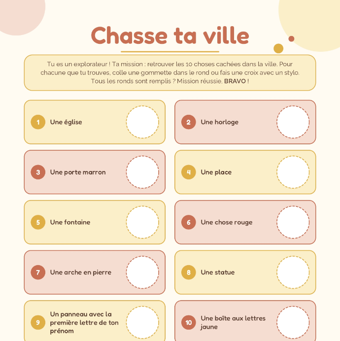 chasse aux trésors pour les villes et villages du monde